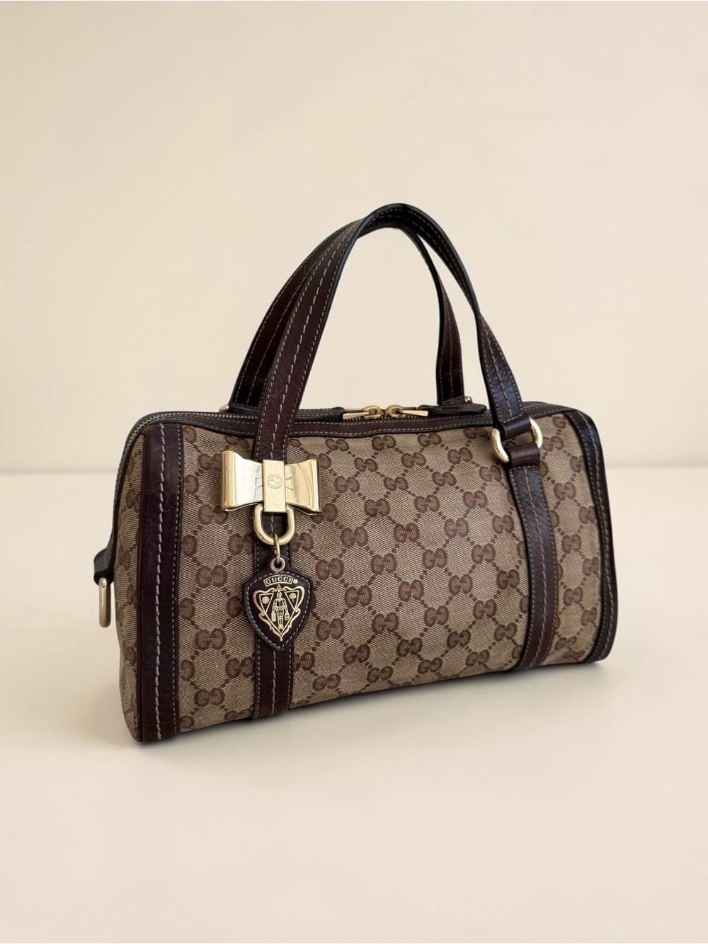 Gucci Brown Duchessa Bow Boston Bag - Picture 2 of 13